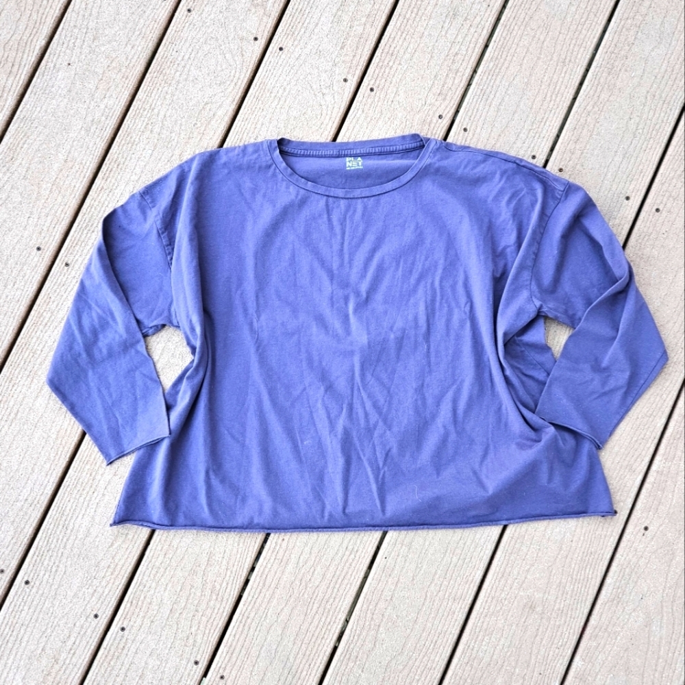 Planet purple loose oversized one size fits all Pima cotton shirt